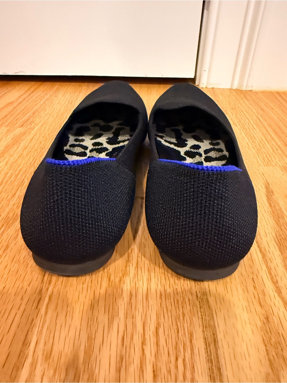 Rothy's The Almond Black Slip-On Loafers with Blue Trim - Picture 9 of 14